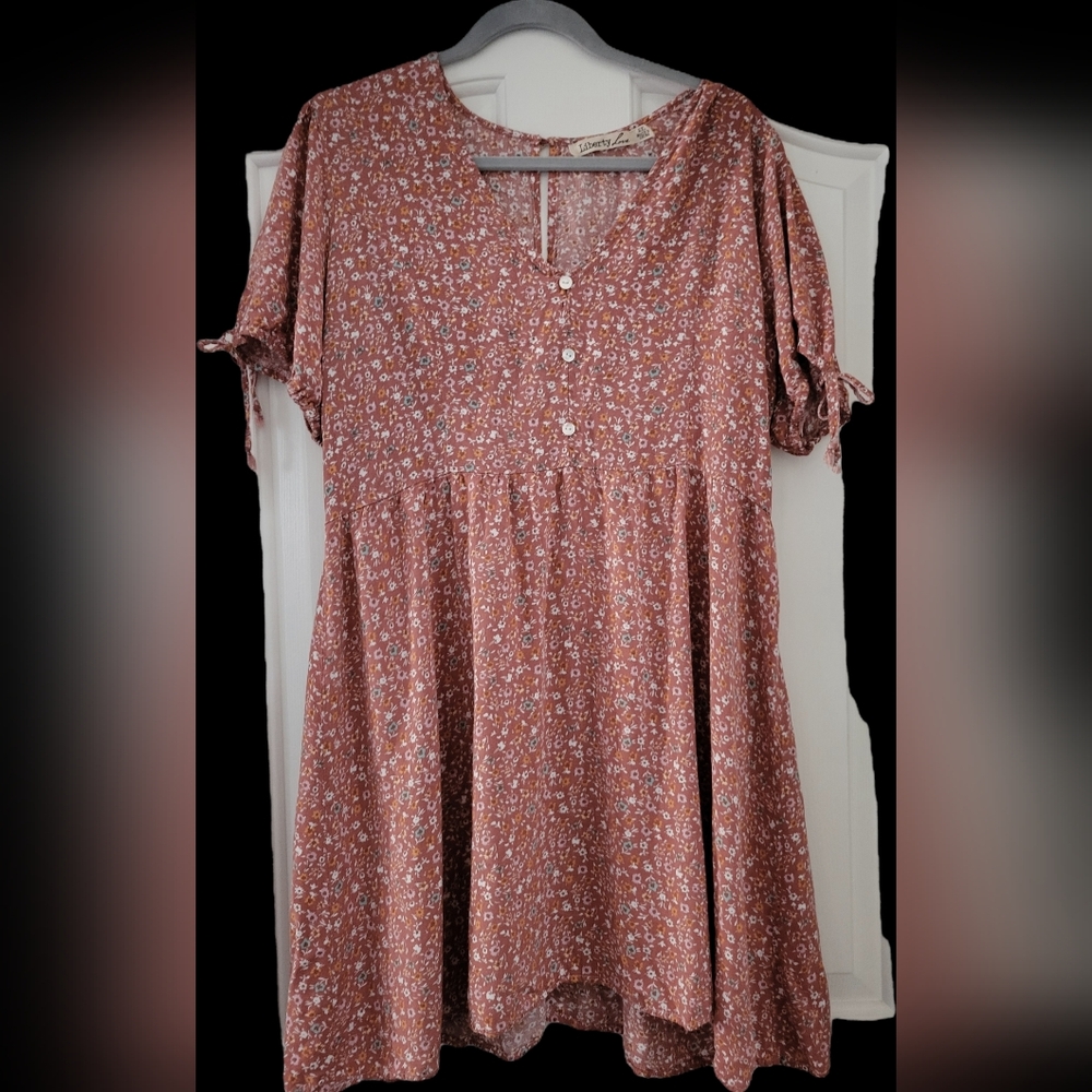 Women's Rusty Floral With Flower Print Babydoll Dress